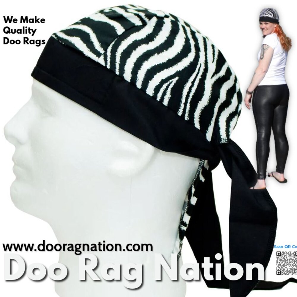 Zebra Black and White Doo Rag